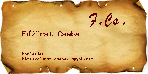 Fürst Csaba névjegykártya